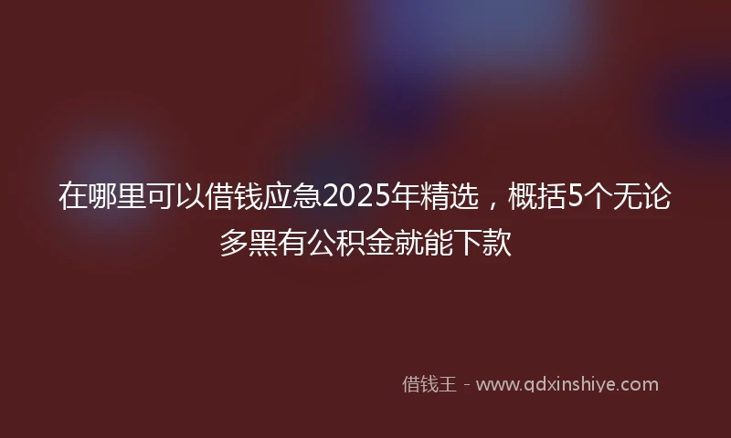 在哪里可以借钱应急2025年精选，概括5个无论多黑有公积金就能下款