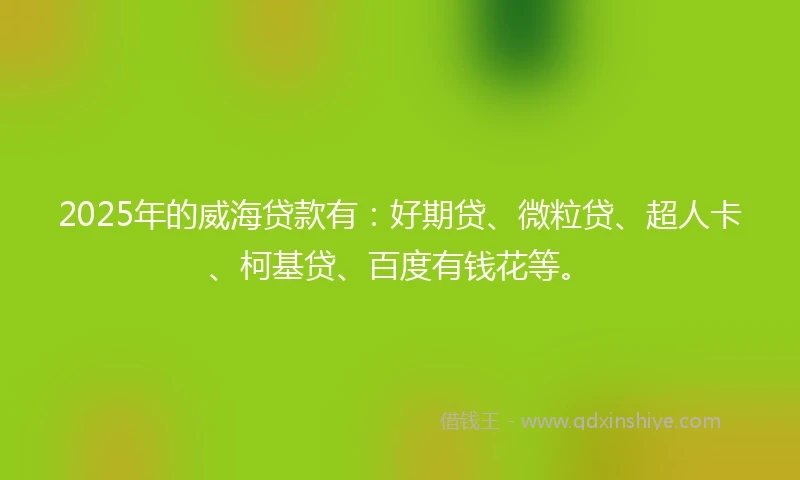 2025年的威海贷款有：好期贷、微粒贷、超人卡、柯基贷、百度有钱花等。