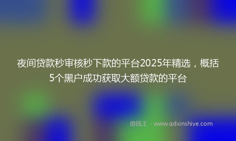 夜间贷款秒审核秒下款的平台2025年精选，概括5个黑户成功获取大额贷款的平台