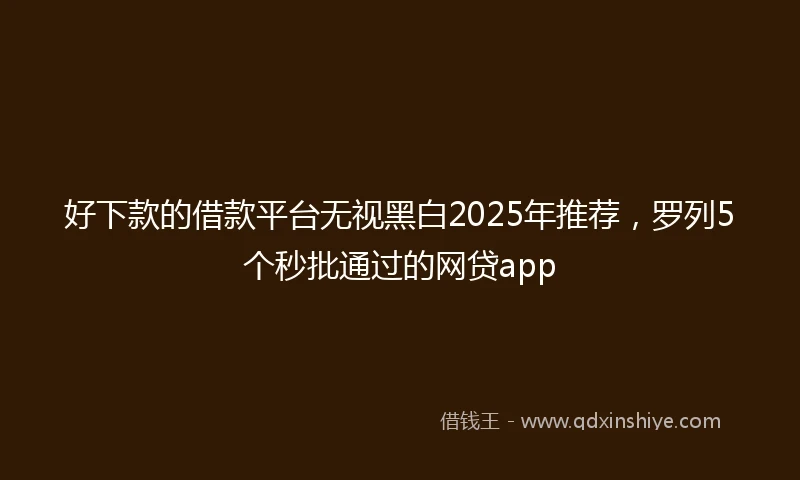好下款的借款平台无视黑白2025年推荐，罗列5个秒批通过的网贷app