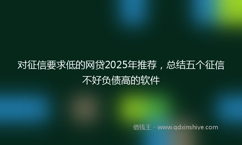 对征信要求低的网贷2025年推荐，总结五个征信不好负债高的软件