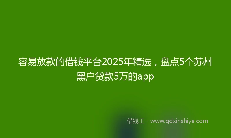 容易放款的借钱平台2025年精选，盘点5个苏州黑户贷款5万的app