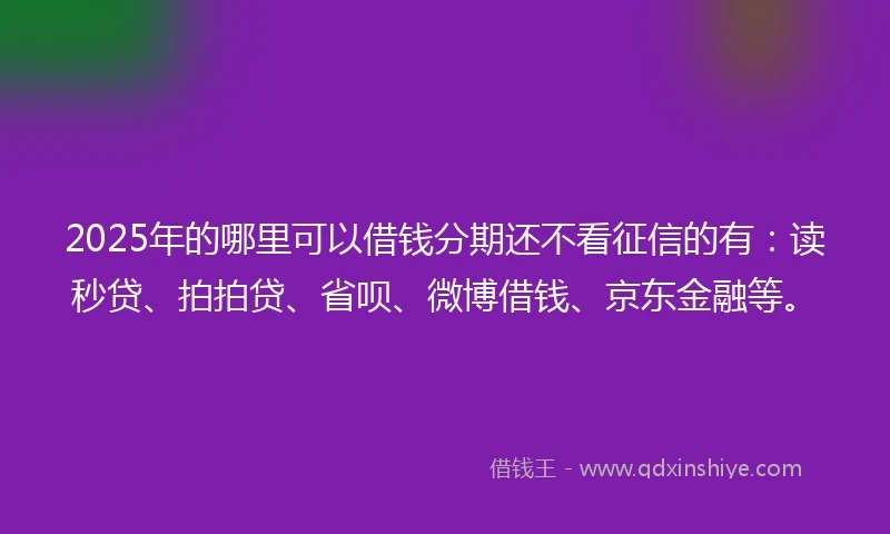 2025年的哪里可以借钱分期还不看征信的有：读秒贷、拍拍贷、省呗、微博借钱、京东金融等。