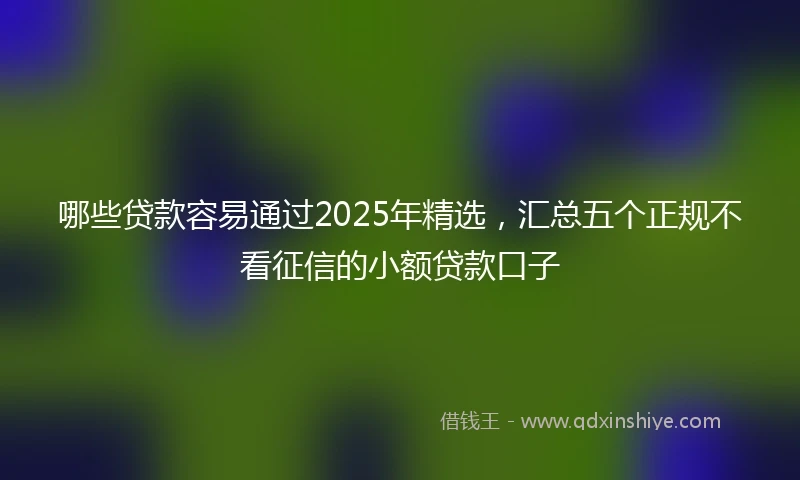 哪些贷款容易通过2025年精选，汇总五个正规不看征信的小额贷款口子