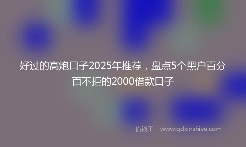 好过的高炮口子2025年推荐，盘点5个黑户百分百不拒的2000借款口子