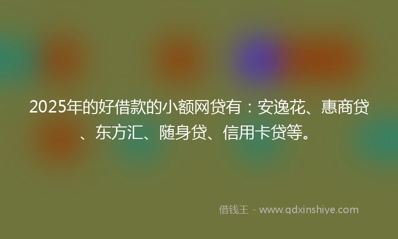 2025年的好借款的小额网贷有：安逸花、惠商贷、东方汇、随身贷、信用卡贷等。