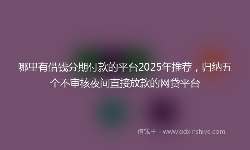 哪里有借钱分期付款的平台2025年推荐，归纳五个不审核夜间直接放款的网贷平台