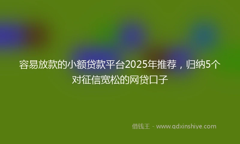 容易放款的小额贷款平台2025年推荐，归纳5个对征信宽松的网贷口子