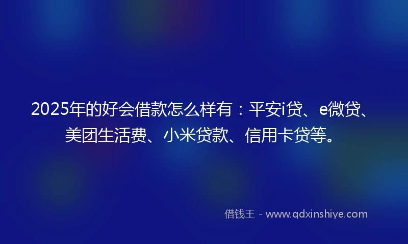 2025年的好会借款怎么样有：平安i贷、e微贷、美团生活费、小米贷款、信用卡贷等。