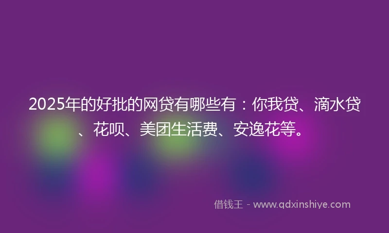 2025年的好批的网贷有哪些有：你我贷、滴水贷、花呗、美团生活费、安逸花等。