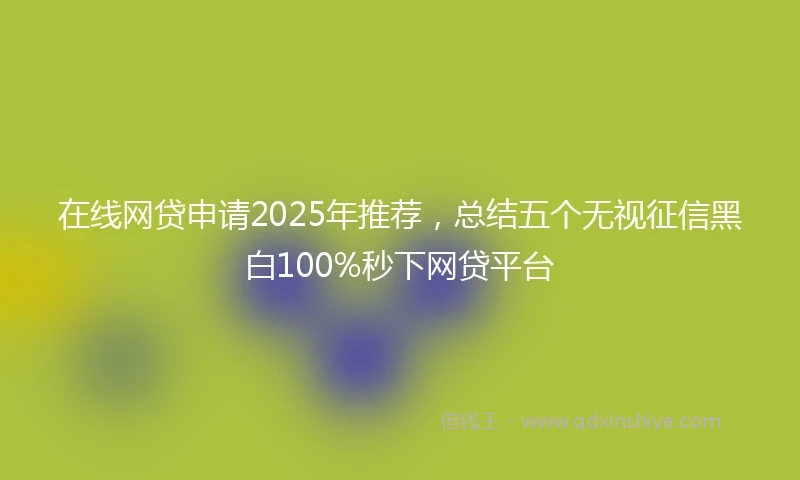 在线网贷申请2025年推荐，总结五个无视征信黑白100%秒下网贷平台