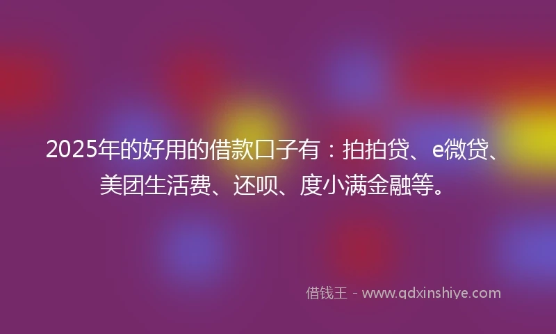 2025年的好用的借款口子有：拍拍贷、e微贷、美团生活费、还呗、度小满金融等。
