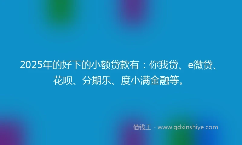 2025年的好下的小额贷款有：你我贷、e微贷、花呗、分期乐、度小满金融等。