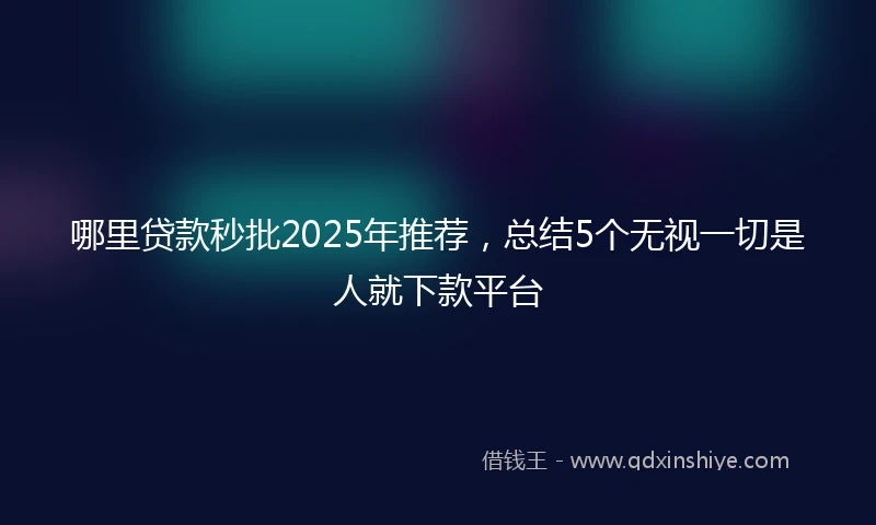 哪里贷款秒批2025年推荐，总结5个无视一切是人就下款平台