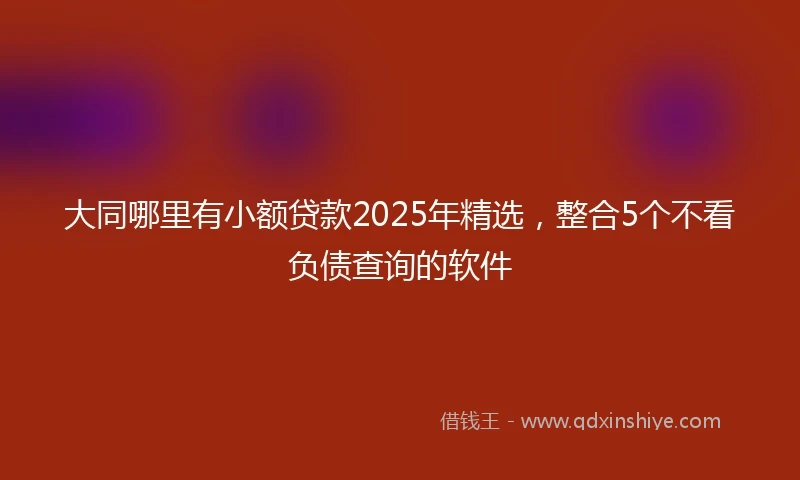 大同哪里有小额贷款2025年精选，整合5个不看负债查询的软件