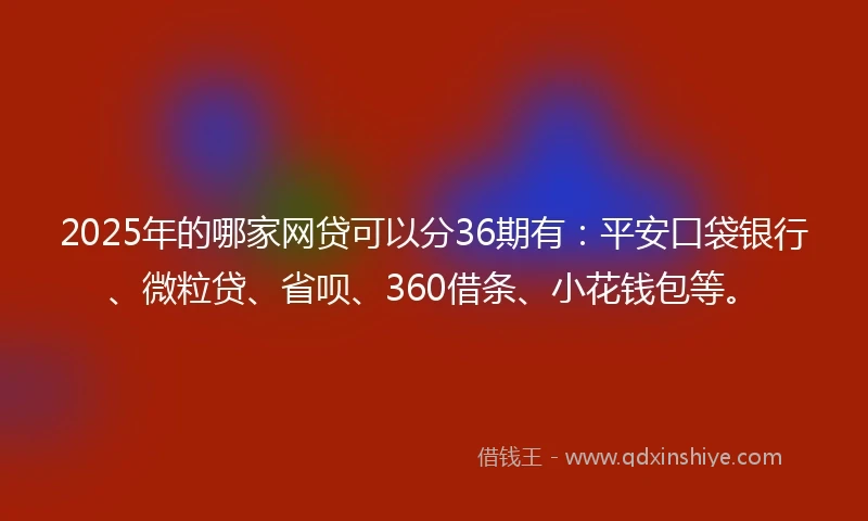 2025年的哪家网贷可以分36期有：平安口袋银行、微粒贷、省呗、360借条、小花钱包等。