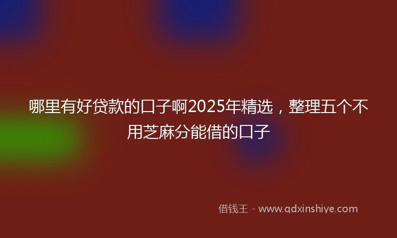 哪里有好贷款的口子啊2025年精选，整理五个不用芝麻分能借的口子