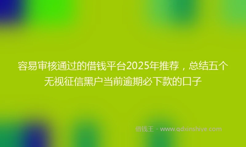 容易审核通过的借钱平台2025年推荐，总结五个无视征信黑户当前逾期必下款的口子