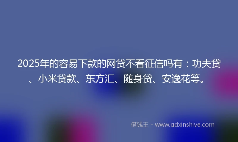 2025年的容易下款的网贷不看征信吗有：功夫贷、小米贷款、东方汇、随身贷、安逸花等。