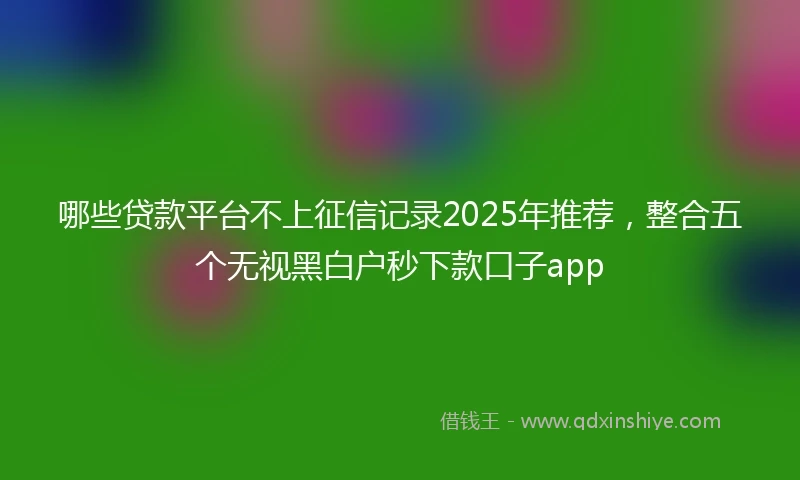哪些贷款平台不上征信记录2025年推荐，整合五个无视黑白户秒下款口子app