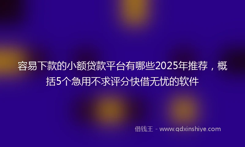 容易下款的小额贷款平台有哪些2025年推荐，概括5个急用不求评分快借无忧的软件