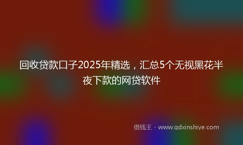回收贷款口子2025年精选，汇总5个无视黑花半夜下款的网贷软件