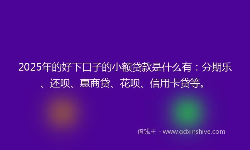2025年的好下口子的小额贷款是什么有：分期乐、还呗、惠商贷、花呗、信用卡贷等。