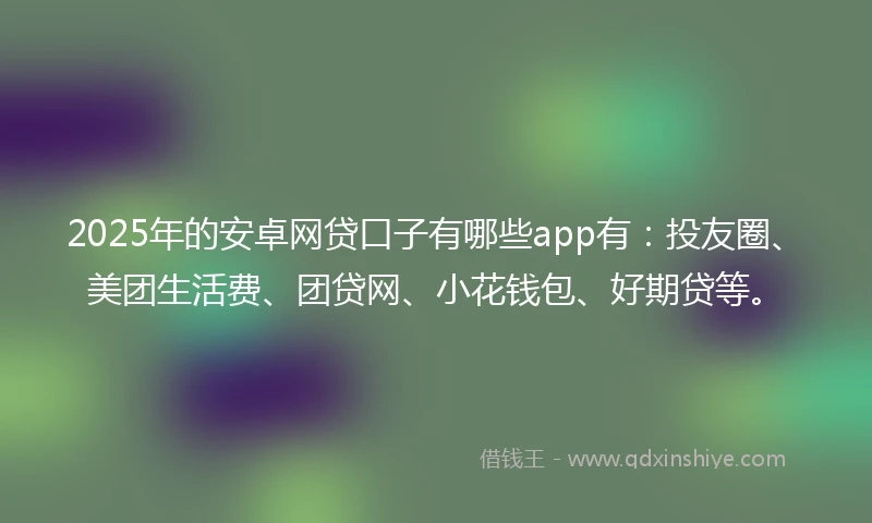 2025年的安卓网贷口子有哪些app有：投友圈、美团生活费、团贷网、小花钱包、好期贷等。