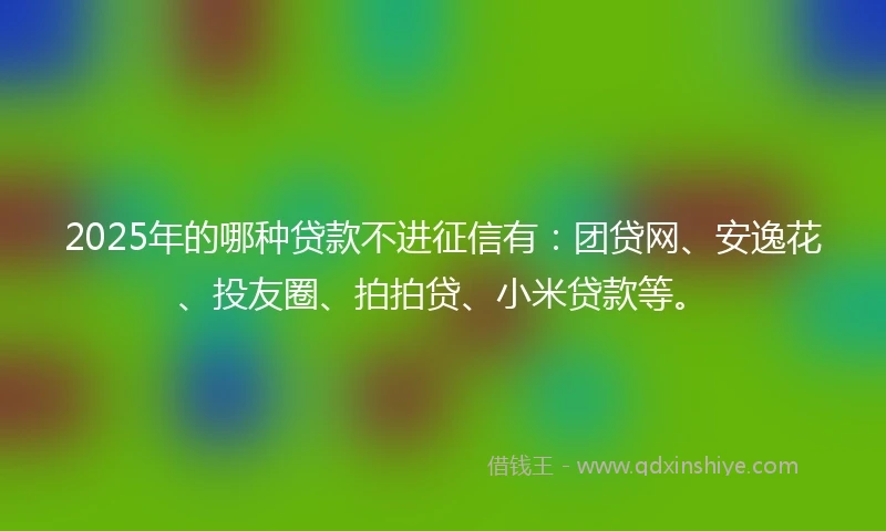 2025年的哪种贷款不进征信有：团贷网、安逸花、投友圈、拍拍贷、小米贷款等。