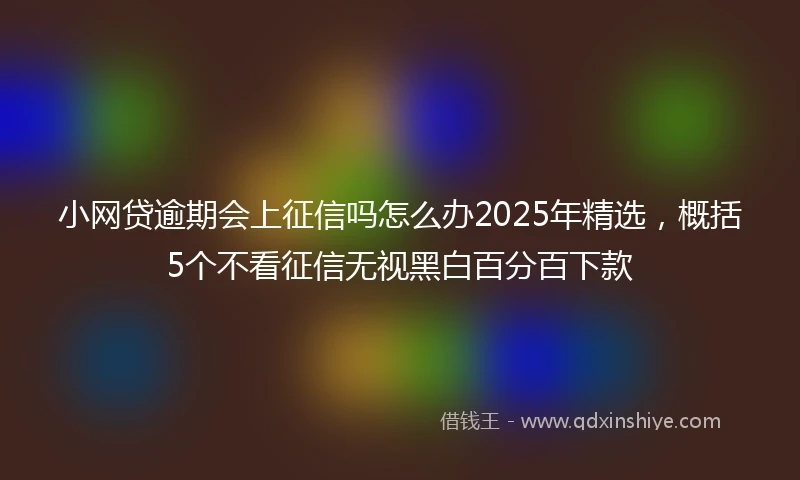 小网贷逾期会上征信吗怎么办2025年精选，概括5个不看征信无视黑白百分百下款