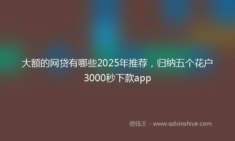 大额的网贷有哪些2025年推荐，归纳五个花户3000秒下款app