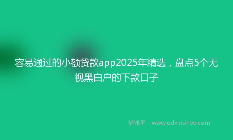 容易通过的小额贷款app2025年精选，盘点5个无视黑白户的下款口子