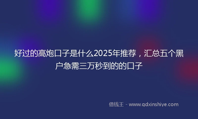 好过的高炮口子是什么2025年推荐，汇总五个黑户急需三万秒到的的口子