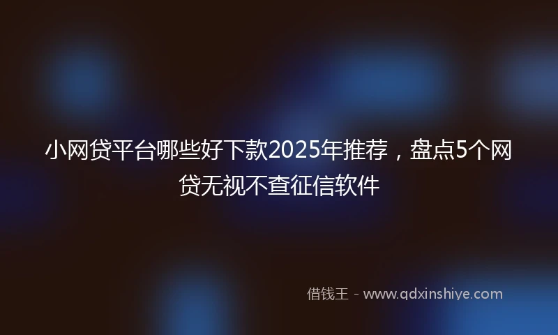 小网贷平台哪些好下款2025年推荐，盘点5个网贷无视不查征信软件