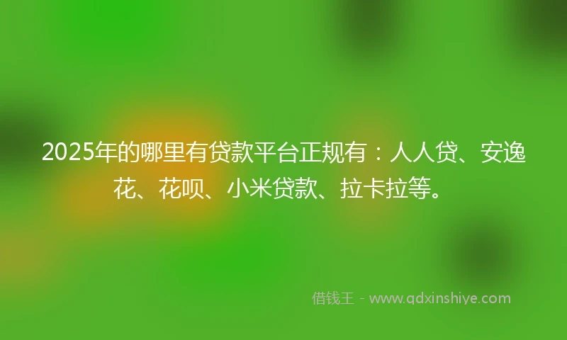 2025年的哪里有贷款平台正规有：人人贷、安逸花、花呗、小米贷款、拉卡拉等。
