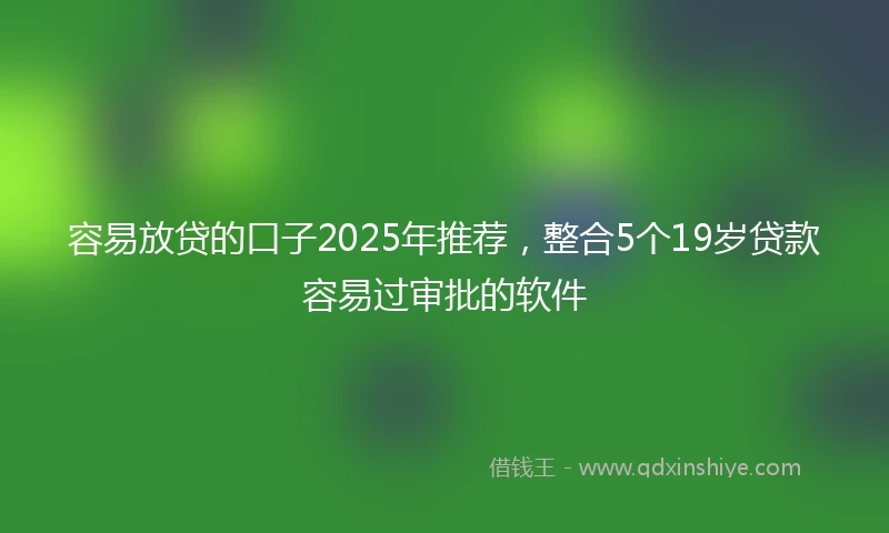 容易放贷的口子2025年推荐，整合5个19岁贷款容易过审批的软件
