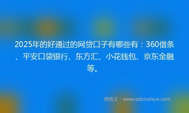 2025年的好通过的网贷口子有哪些有：360借条、平安口袋银行、东方汇、小花钱包、京东金融等。