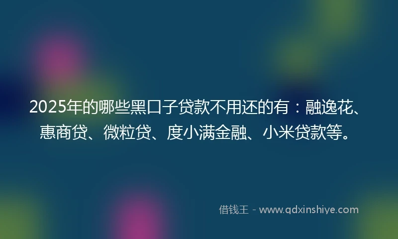 2025年的哪些黑口子贷款不用还的有：融逸花、惠商贷、微粒贷、度小满金融、小米贷款等。