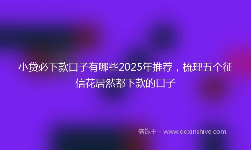 小贷必下款口子有哪些2025年推荐，梳理五个征信花居然都下款的口子