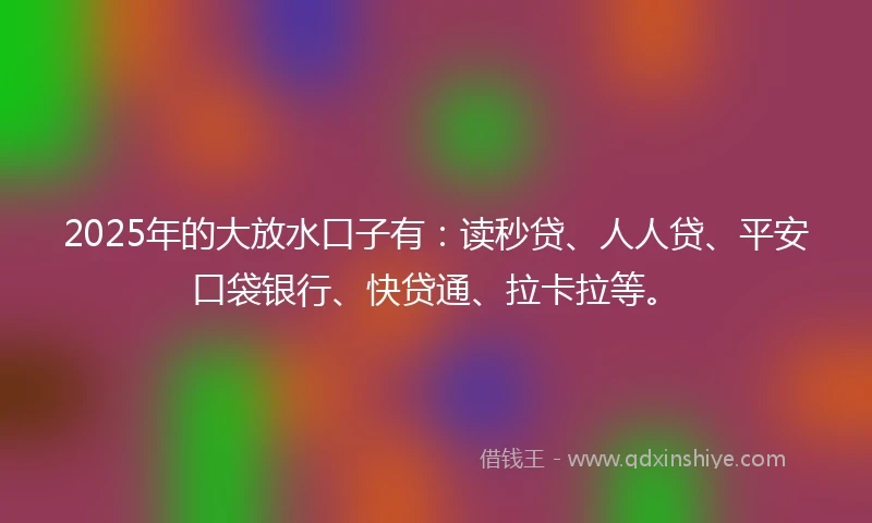 2025年的大放水口子有：读秒贷、人人贷、平安口袋银行、快贷通、拉卡拉等。