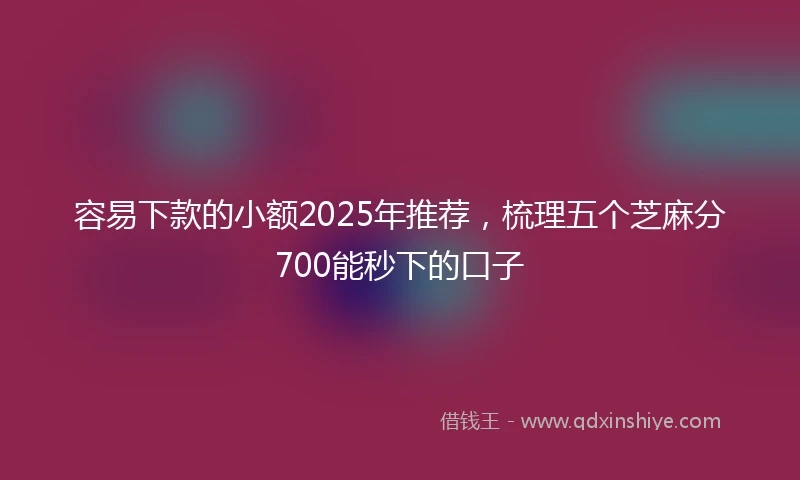 容易下款的小额2025年推荐，梳理五个芝麻分700能秒下的口子