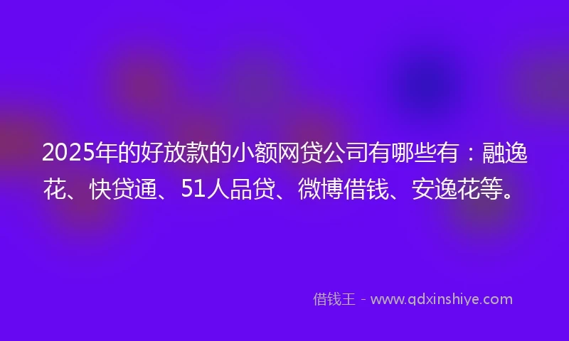 2025年的好放款的小额网贷公司有哪些有：融逸花、快贷通、51人品贷、微博借钱、安逸花等。