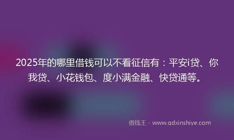 2025年的哪里借钱可以不看征信有：平安i贷、你我贷、小花钱包、度小满金融、快贷通等。