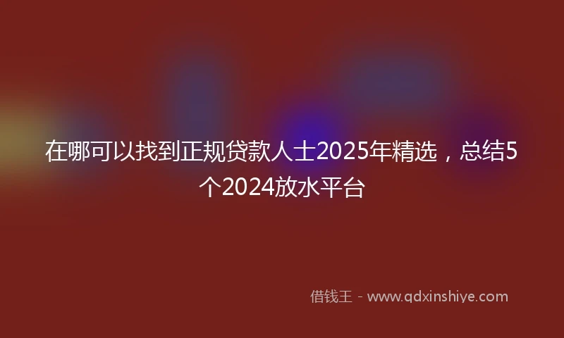 在哪可以找到正规贷款人士2025年精选，总结5个2024放水平台
