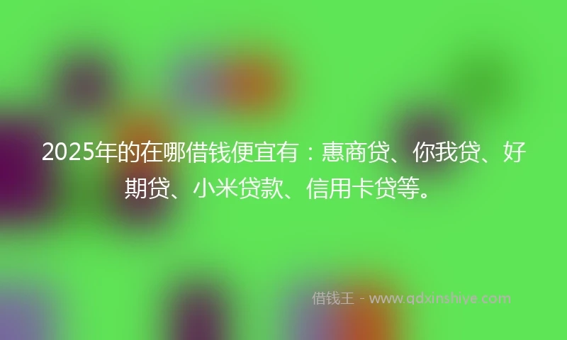 2025年的在哪借钱便宜有：惠商贷、你我贷、好期贷、小米贷款、信用卡贷等。