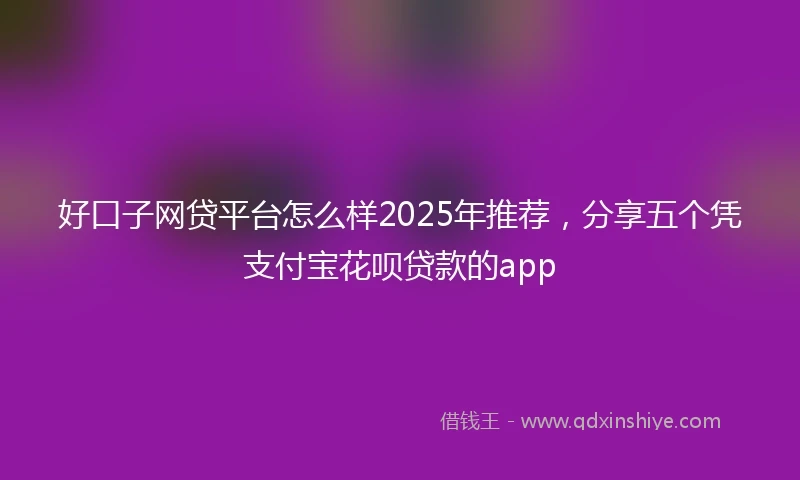 好口子网贷平台怎么样2025年推荐，分享五个凭支付宝花呗贷款的app