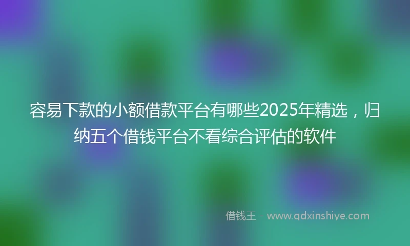 容易下款的小额借款平台有哪些2025年精选，归纳五个借钱平台不看综合评估的软件