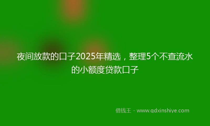 夜间放款的口子2025年精选，整理5个不查流水的小额度贷款口子