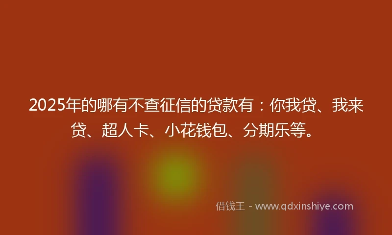 2025年的哪有不查征信的贷款有：你我贷、我来贷、超人卡、小花钱包、分期乐等。