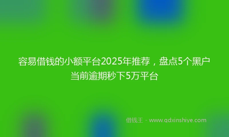 容易借钱的小额平台2025年推荐，盘点5个黑户当前逾期秒下5万平台